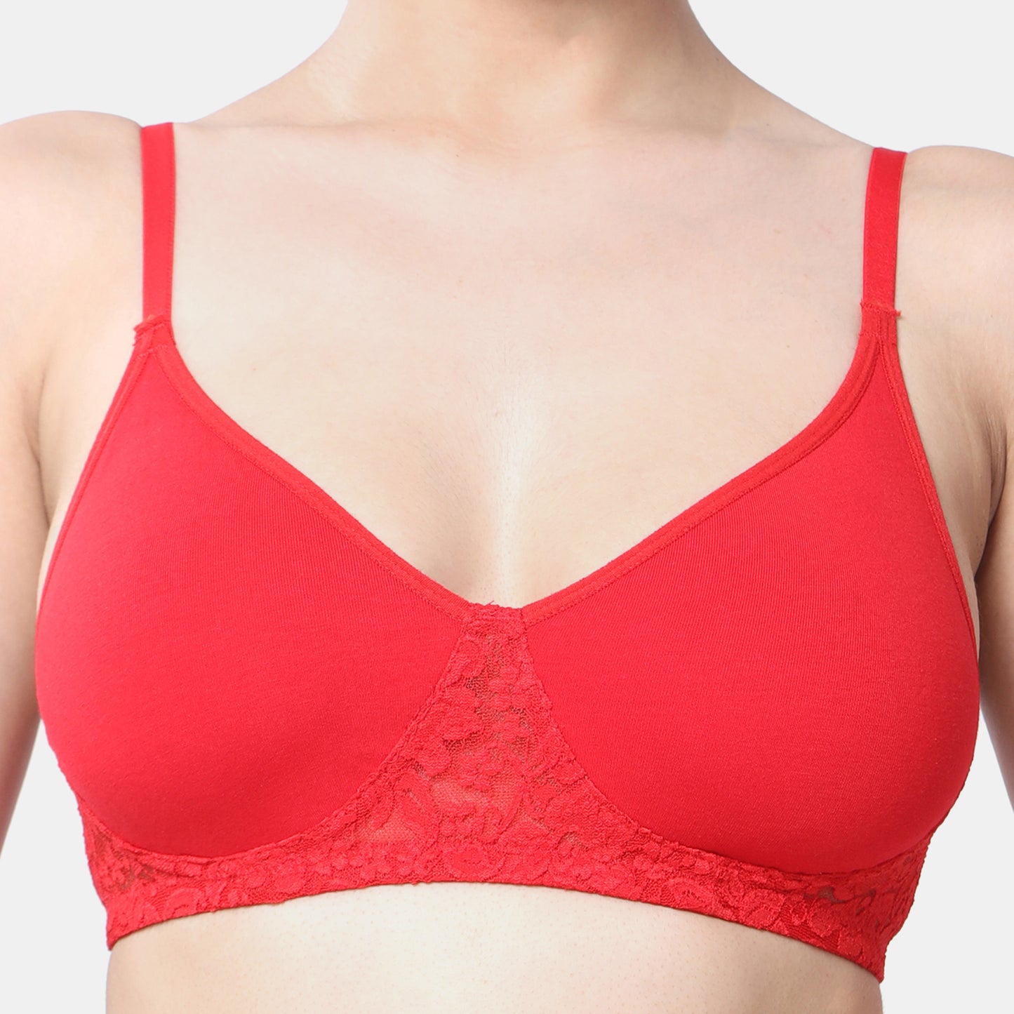 Envie Non-Padded Non-Wired 3/4th Coverage T-Shirt Lace Bra - NVB1090