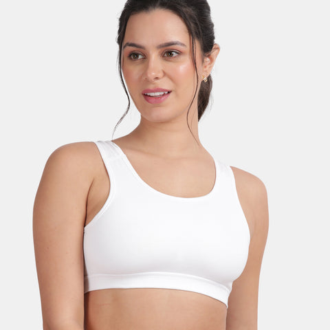 Envie Non-Padded Non-Wired Full Coverage Sports Bra - NVB1055 (White)