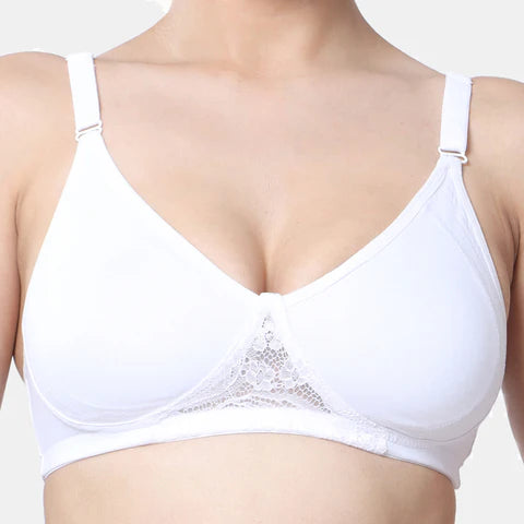 White t shirt lace bra Envie non wired non padded full coverage seamless lace bra invisible under clothes daily wear
