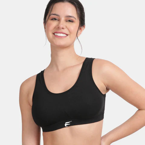 Black sports bra Envie non padded non wired full coverage comfortable gym workout bra for daily activewear