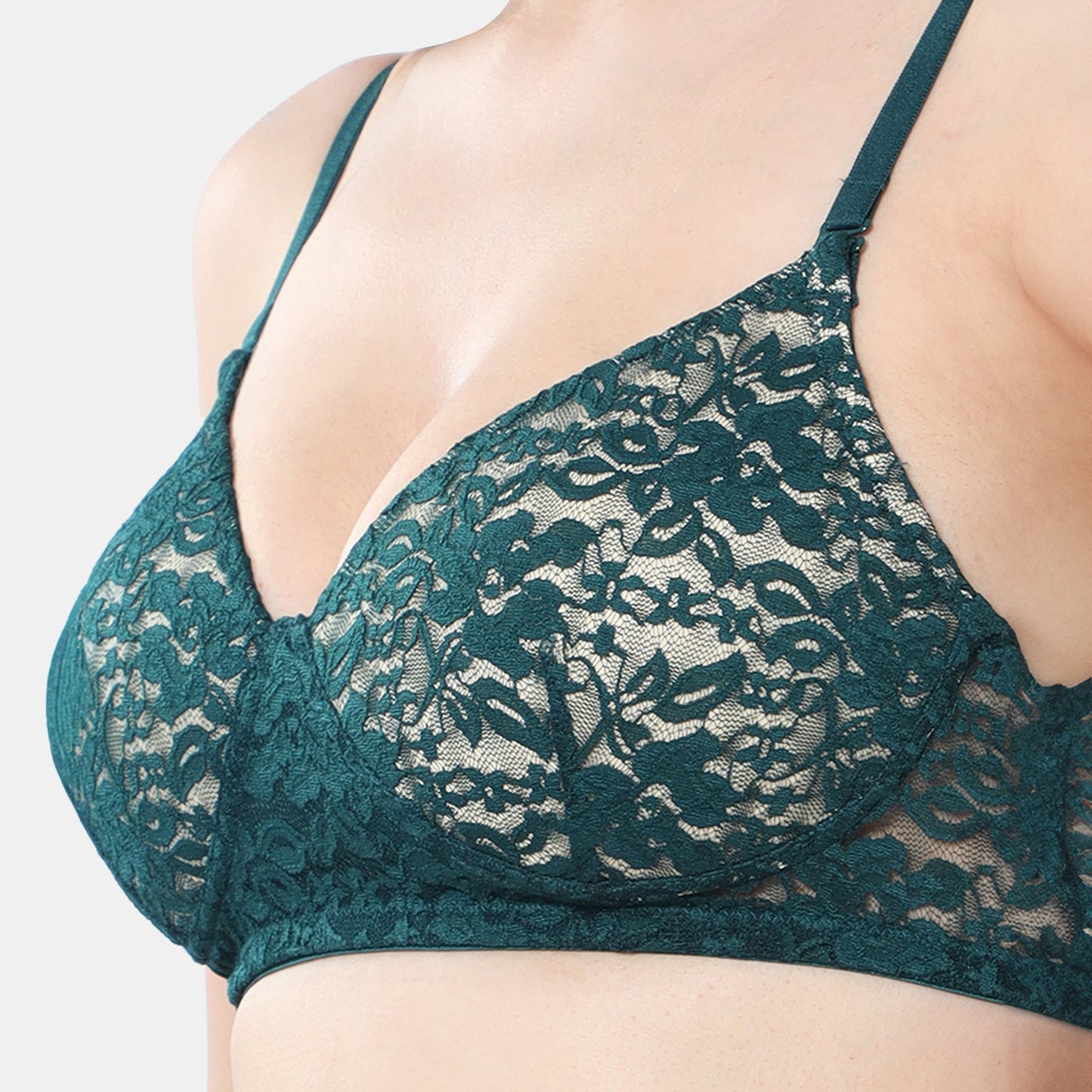 Envie Padded Non-Wired 3/4th Coverage T-Shirt Lace Bra - NVB1118