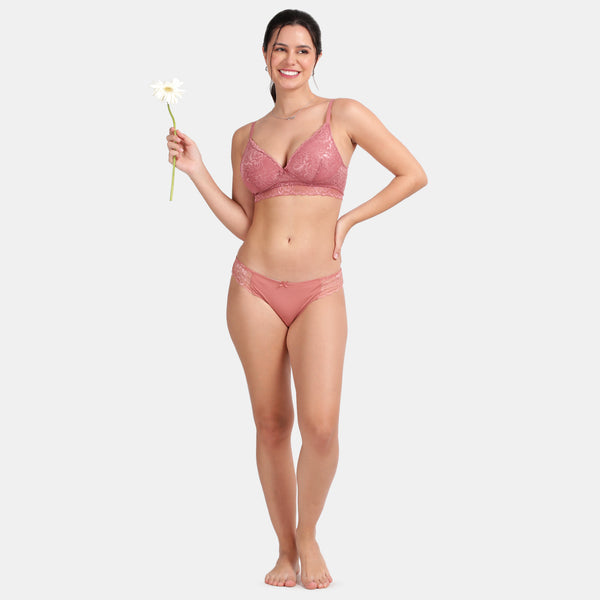 Envie Low Rise Half Rear Coverage Lace Bikini - NVP2060 (Mauve Mist)