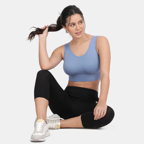 Envie Padded Non-Wired Full Coverage Sports Bra With Removable Padding - NVB1127 (Blue)