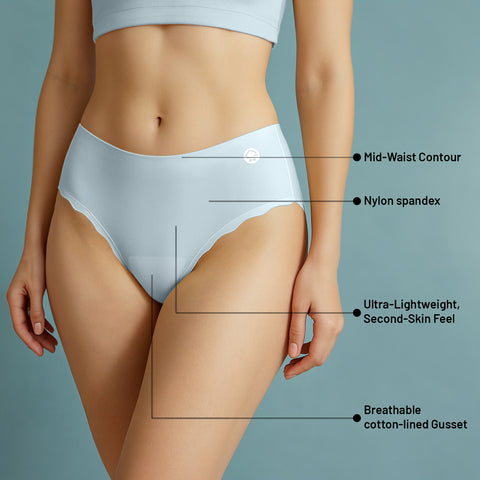 Envie Value+ Flow Mid Rise 3/4th Coverage Seamless Hipster Panty - FLOW PO3