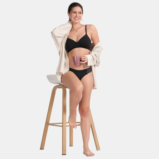 Envie Padded Non-Wired 3/4th Coverage T-Shirt Bra - NVB1128 (Black)