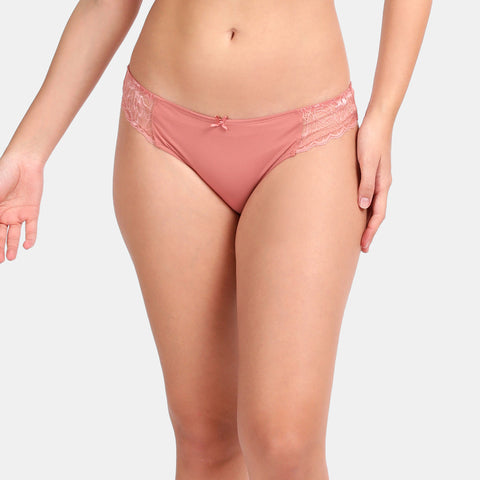 Envie Non-Padded Wired 3/4th Coverage T-Shirt Bra With Low Rise Half Rear Coverage Bikini - ST1132-2060(Mauve Mist)