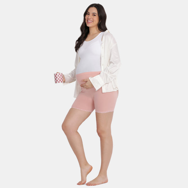 Envie Hugged Fit Maternity Lace Shorts - NVS5031 (Peach)
