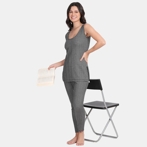 Envie Regular Fit Ankle Length Thermal Pant NVTHTM114 (Anthra Melange)
