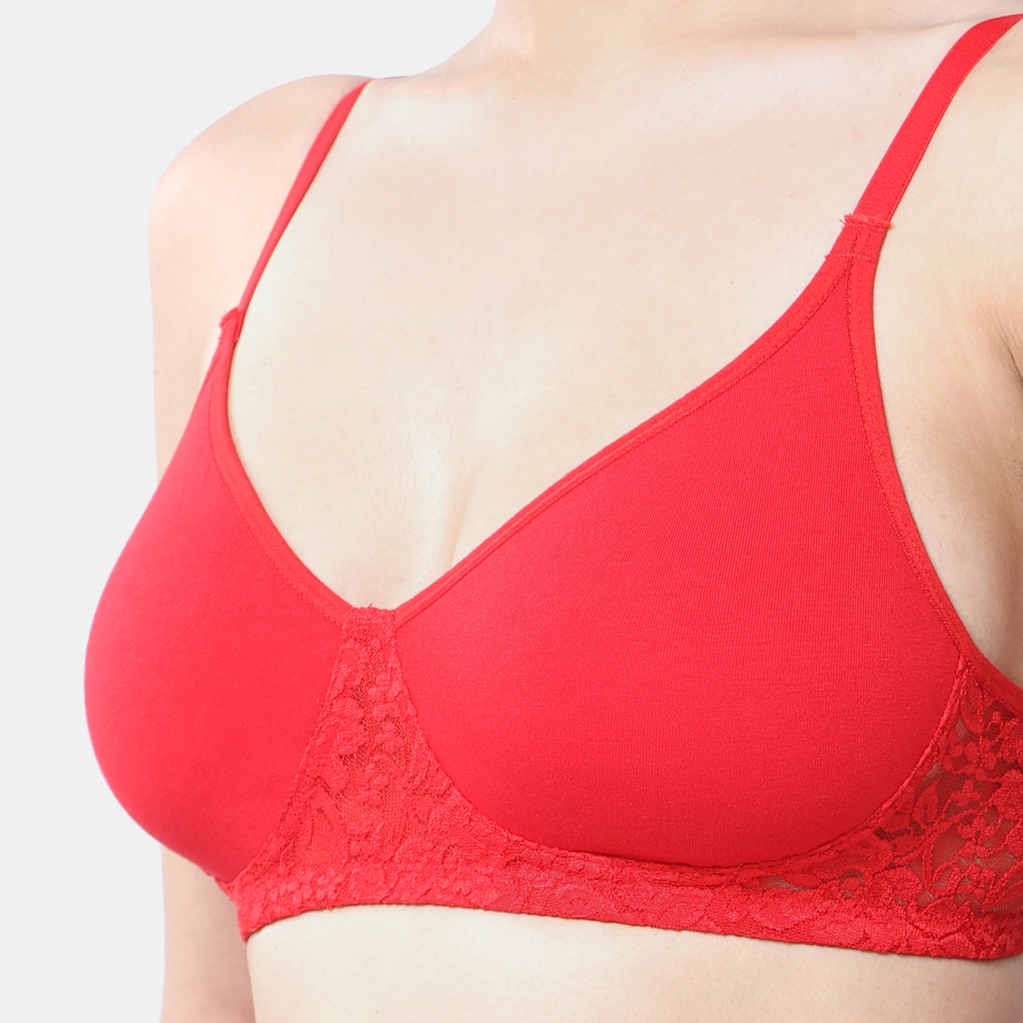 Envie Non-Padded Non-Wired 3/4th Coverage T-Shirt Lace Bra - NVB1090