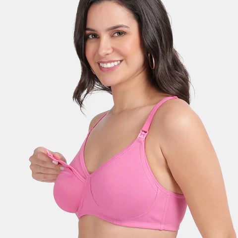 Non padded non wired maternity bra Envie NVB1023 pink 3/4th coverage gentle support pregnancy bra
