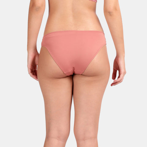 Envie Non-Padded Wired 3/4th Coverage T-Shirt Bra With Low Rise Half Rear Coverage Bikini - ST1132-2060(Mauve Mist)