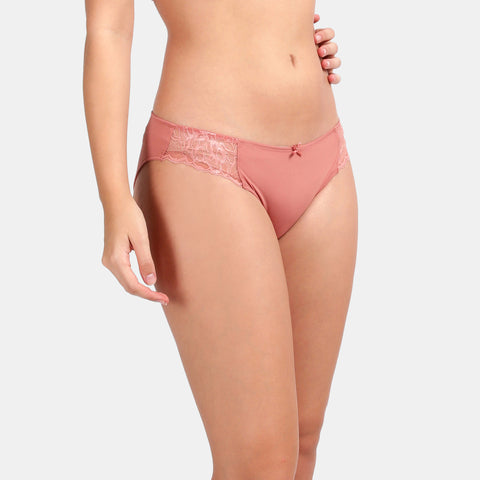 Envie Non-Padded Wired 3/4th Coverage T-Shirt Bra With Low Rise Half Rear Coverage Bikini - ST1132-2060(Mauve Mist)