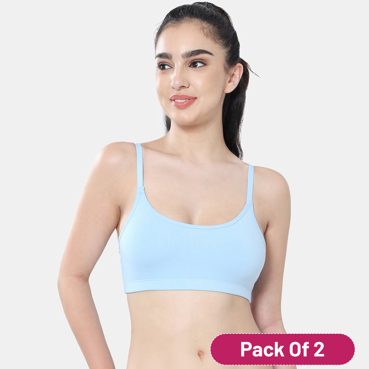 Envie Pack of 2 Girls Non-Padded Non-Wired Full Coverage Beginners Bra - EVEGBA005 (Powder Blue)
