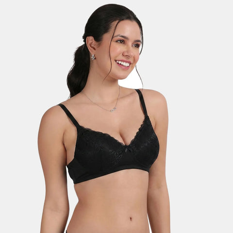 Envie Padded Non-Wired 3/4th Coverage Lace Bra - NVB1130 (Black)