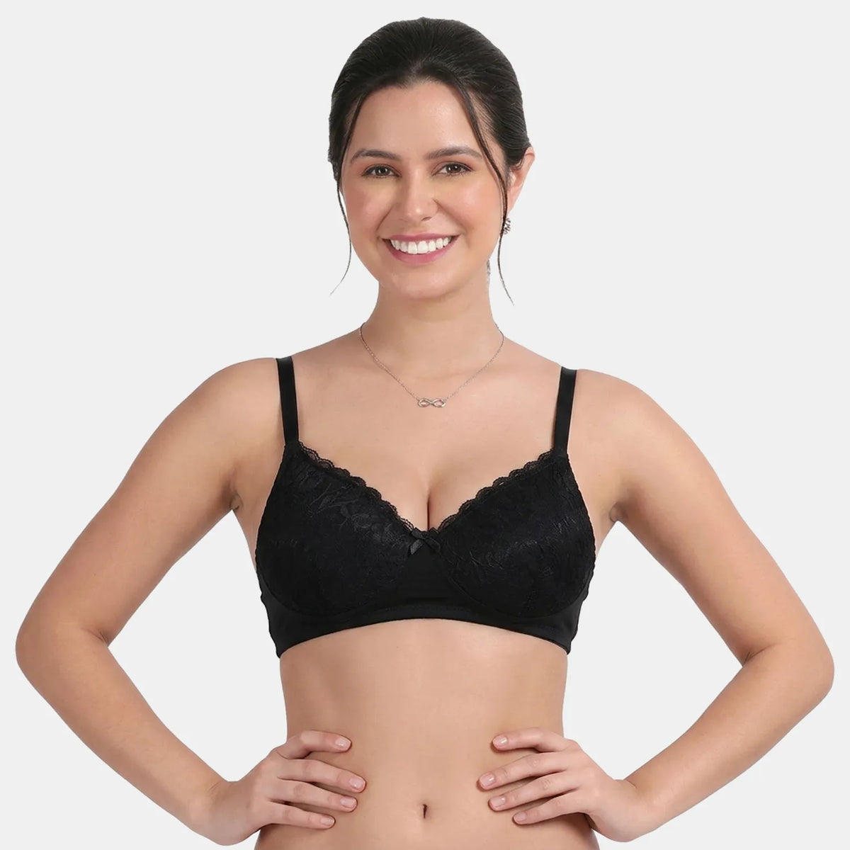 Envie Padded Non-Wired 3/4th Coverage Lace Bra - NVB1130 (Black)
