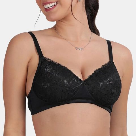Envie Padded Non-Wired 3/4th Coverage Lace Bra - NVB1130 (Black)
