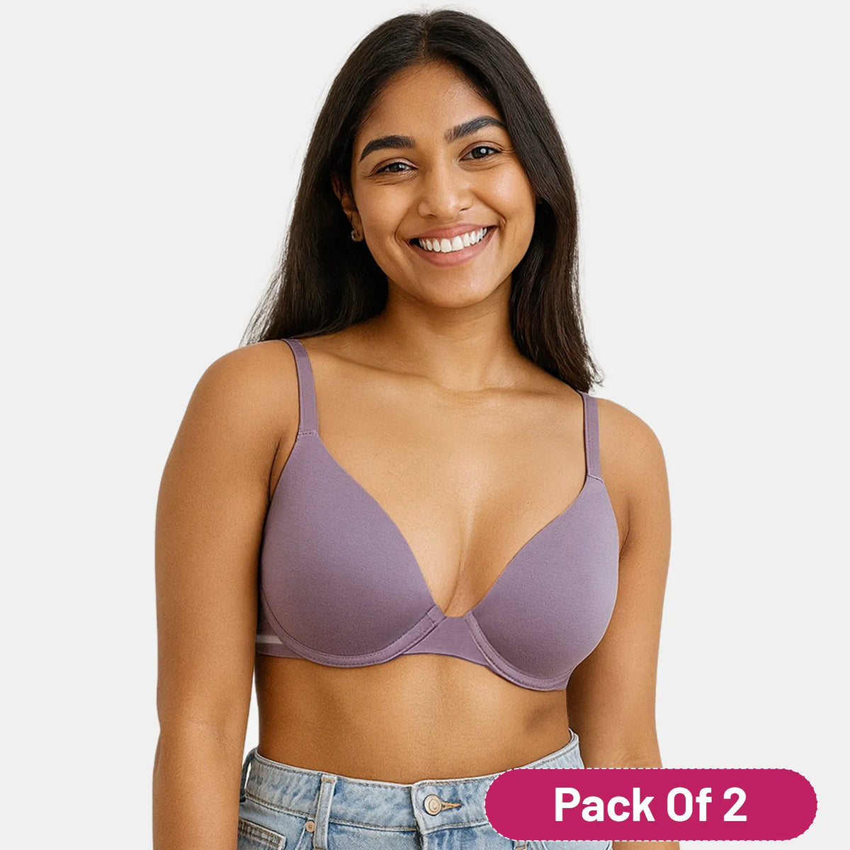 Envie Padded Wired 3/4th Coverage Demi Cup Bra (Pack of 2) - NVBDEMI (Light Purple)