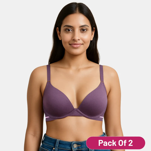 Envie Padded Wired 3/4th Coverage Demi Cup Bra (Pack of 2) - NVBDEMI (Dark Purple)