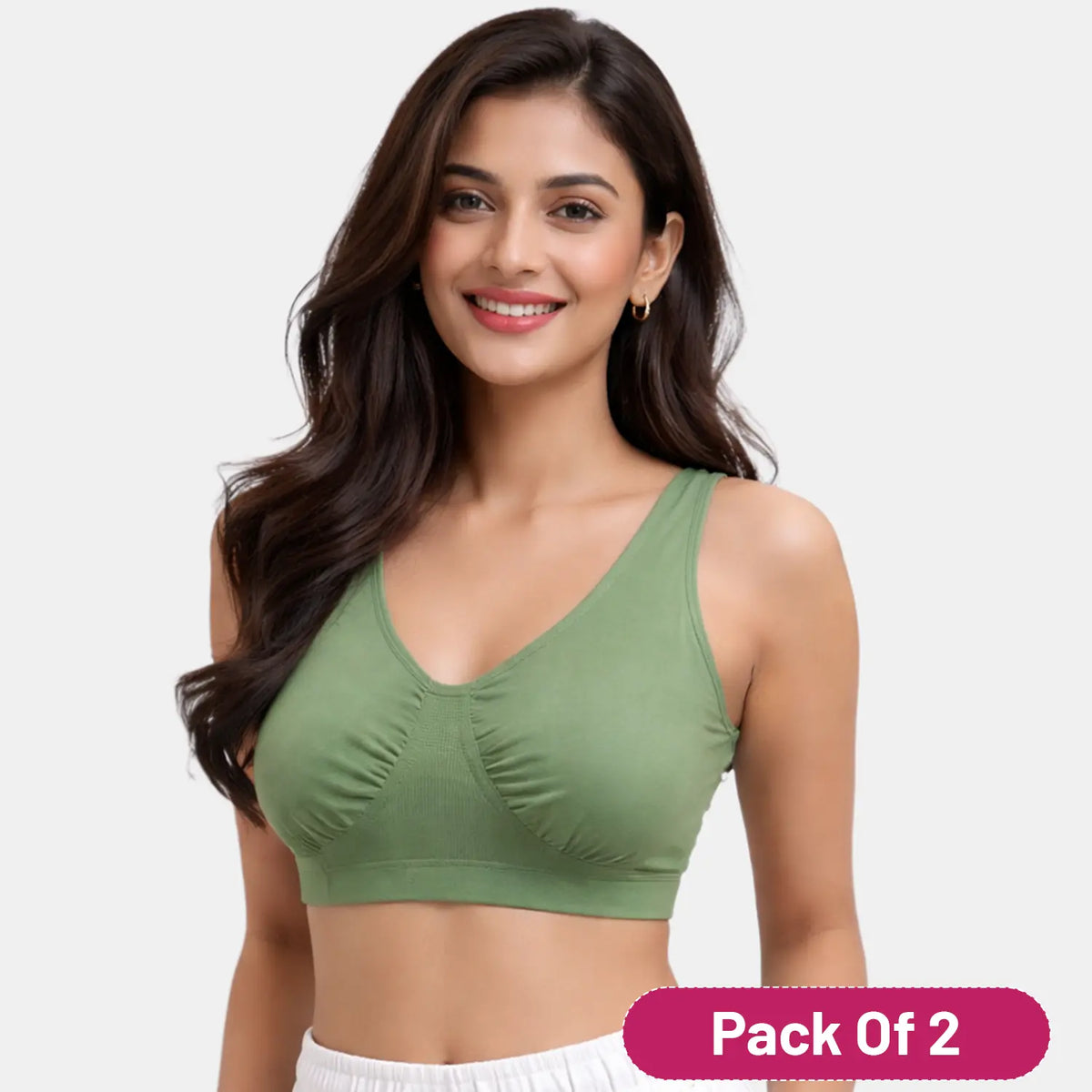 Envie Value+ Non-Padded Non-Wired Full Coverage Sleeping Bra - NVB1022 (Fair Green)