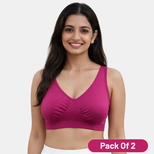Envie Value+ Non-Padded Non-Wired Full Coverage Sleeping Bra - NVB1022 (Dark Maroon)