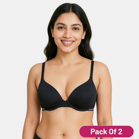 Envie Padded Wired 3/4th Coverage Demi Cup Bra (Pack of 2) - NVBDEMI (Black)