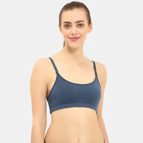 Soft comfortable girls bra dark denim Envie full coverage non wired non padded lightweight beginners bra for teens