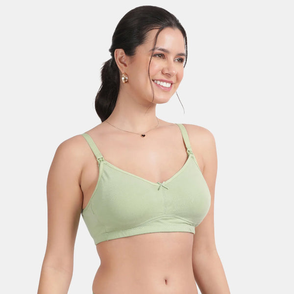 Envie Non-Padded Non-Wired 3/4th Coverage Maternity Bra - NVB1116 (Fair Green)