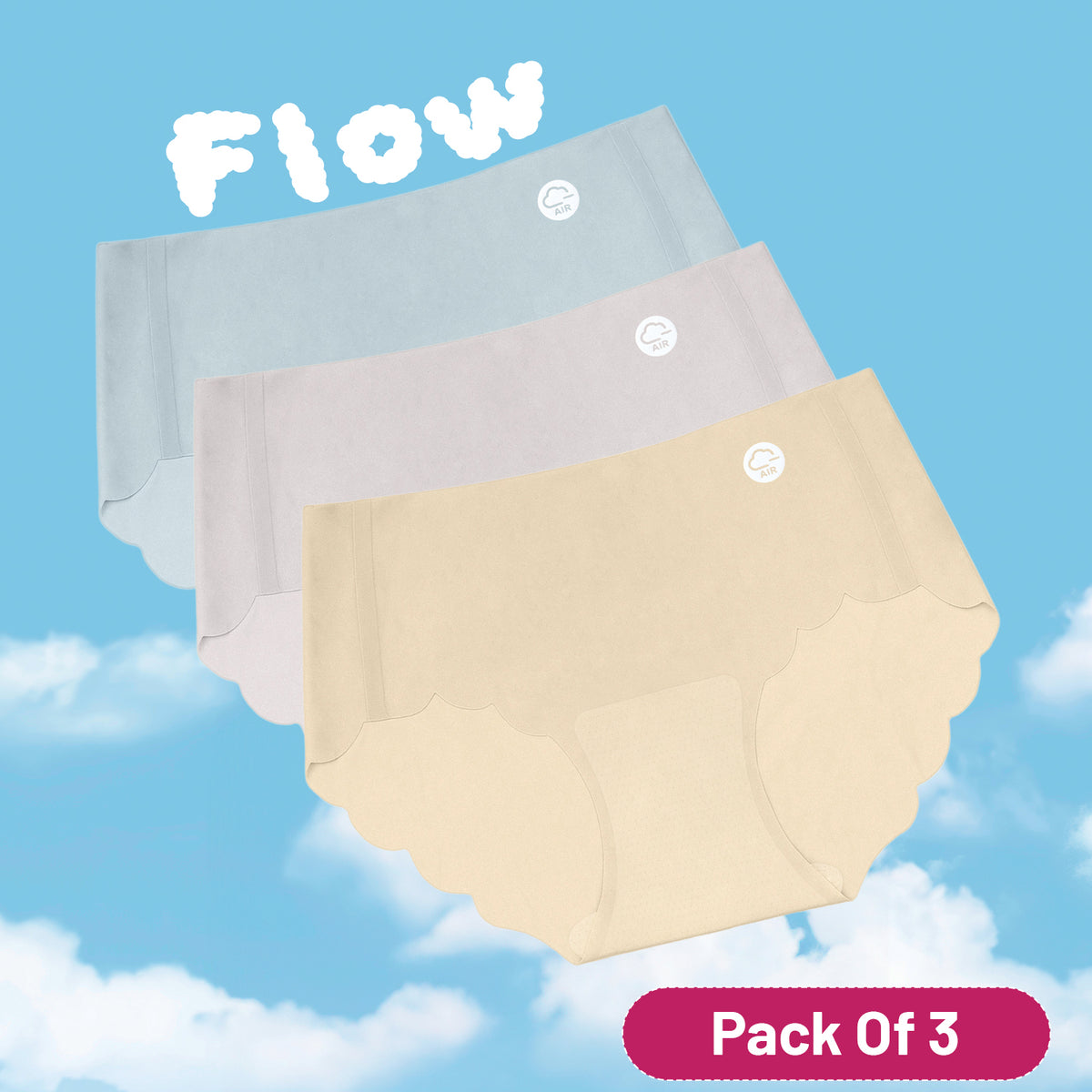 Envie Value+ Flow Mid Rise 3/4th Coverage Seamless Hipster Panty - FLOW PO3