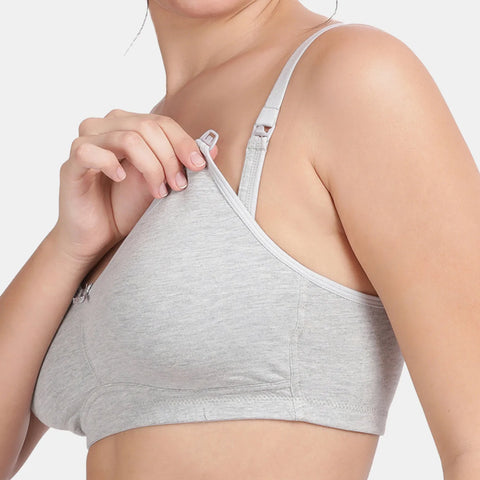 Envie Non-Padded Non-Wired 3/4th Coverage Maternity Bra - NVB1116 (Grey Melange)