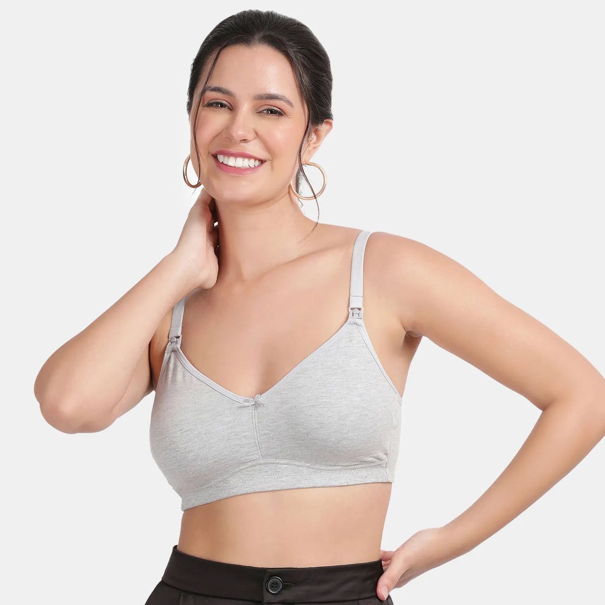 Envie Non-Padded Non-Wired 3/4th Coverage Maternity Bra - NVB1116 (Grey Melange)