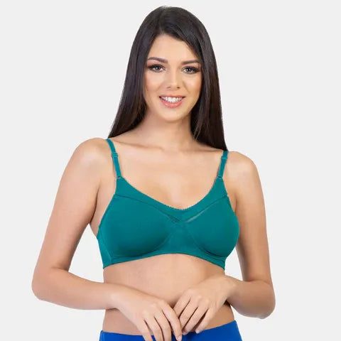 Non padded non wired minimiser bra Envie NVB1005 green breathable fabric everyday support bra for women