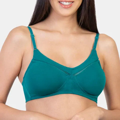 Non padded non wired minimiser bra Envie NVB1005 green breathable fabric everyday support bra for women