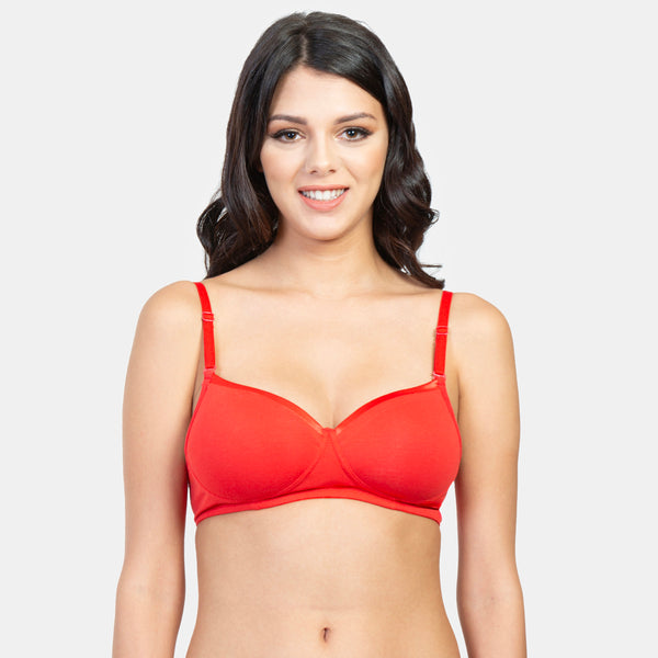 Envie Pack of 2 Padded Non-Wired 3/4th Coverage T-Shirt Bra - NVB1007 (True Red)