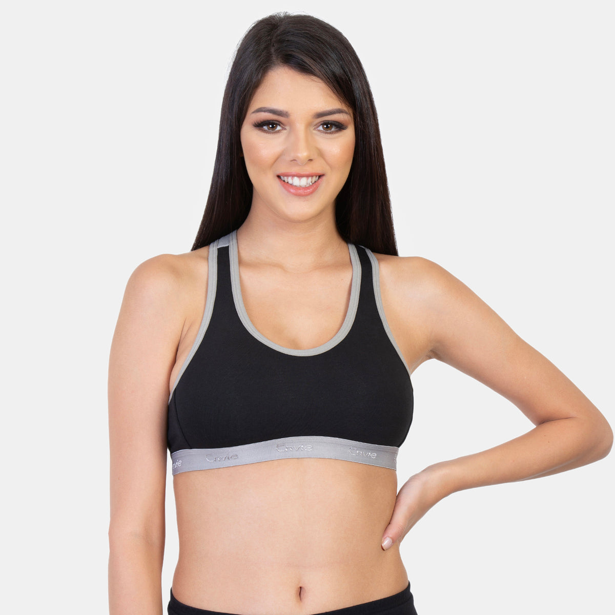 Envie Non-Padded Non-Wired Full Coverage Sports Bra - NVB1016 (Grey Flannel)