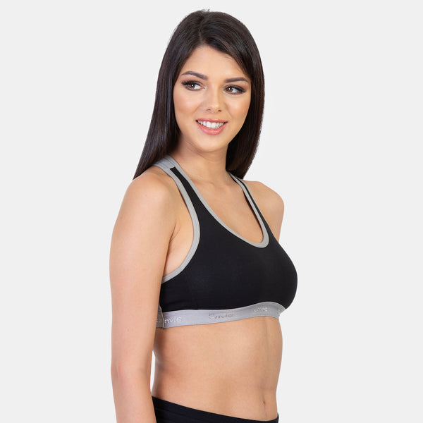 Envie Non-Padded Non-Wired Full Coverage Sports Bra - NVB1016 (Grey Flannel)