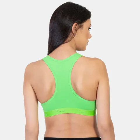 Soft cotton sports bra Envie black J green non padded non wired comfortable activewear bra