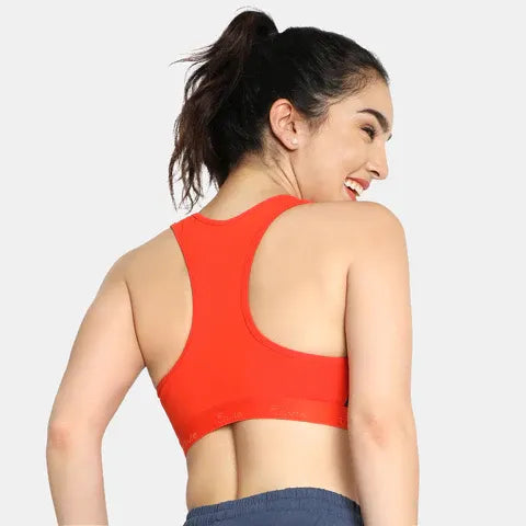 Women’s full coverage sports bra in denim fiesta for workout and daily wear