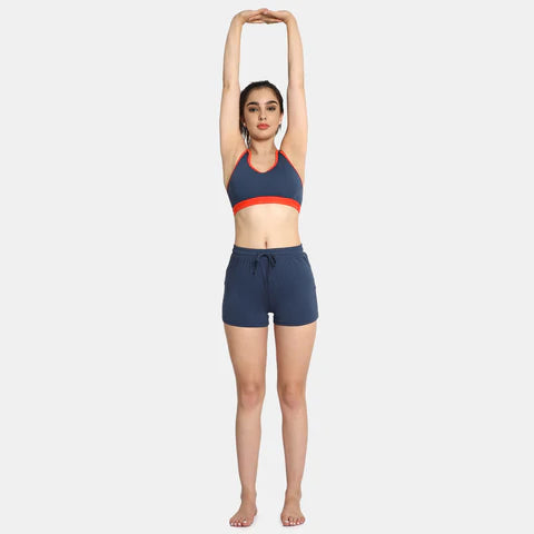 Women’s full coverage sports bra in denim fiesta for workout and daily wear