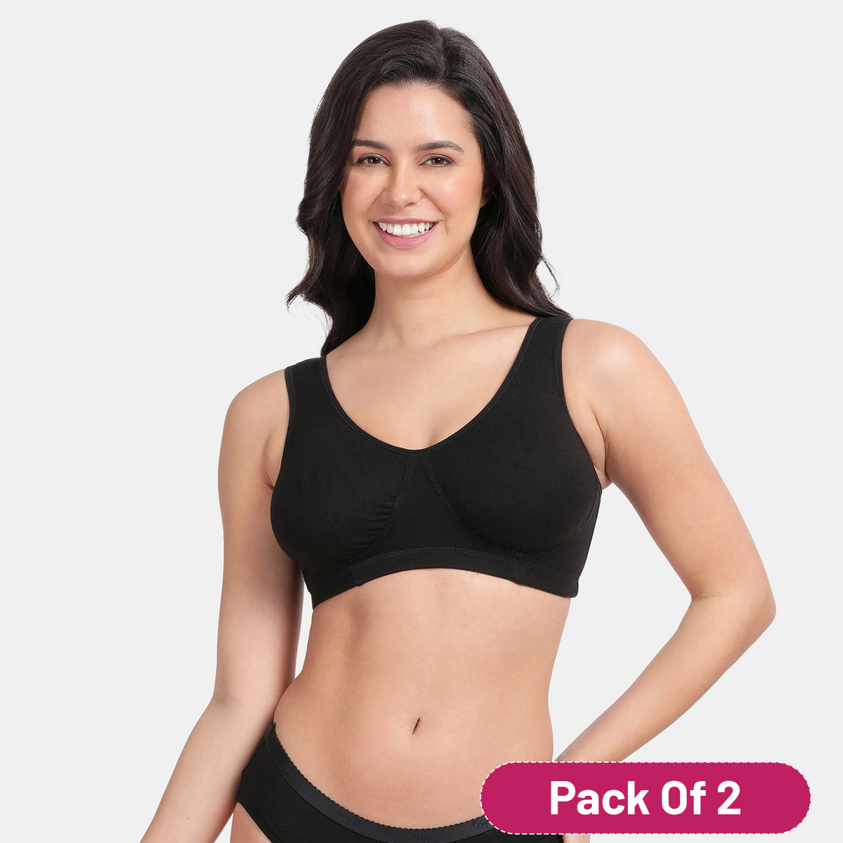 Envie Value+ Non-Padded Non-Wired Full Coverage Sleeping Bra - NVB1022 (Black)