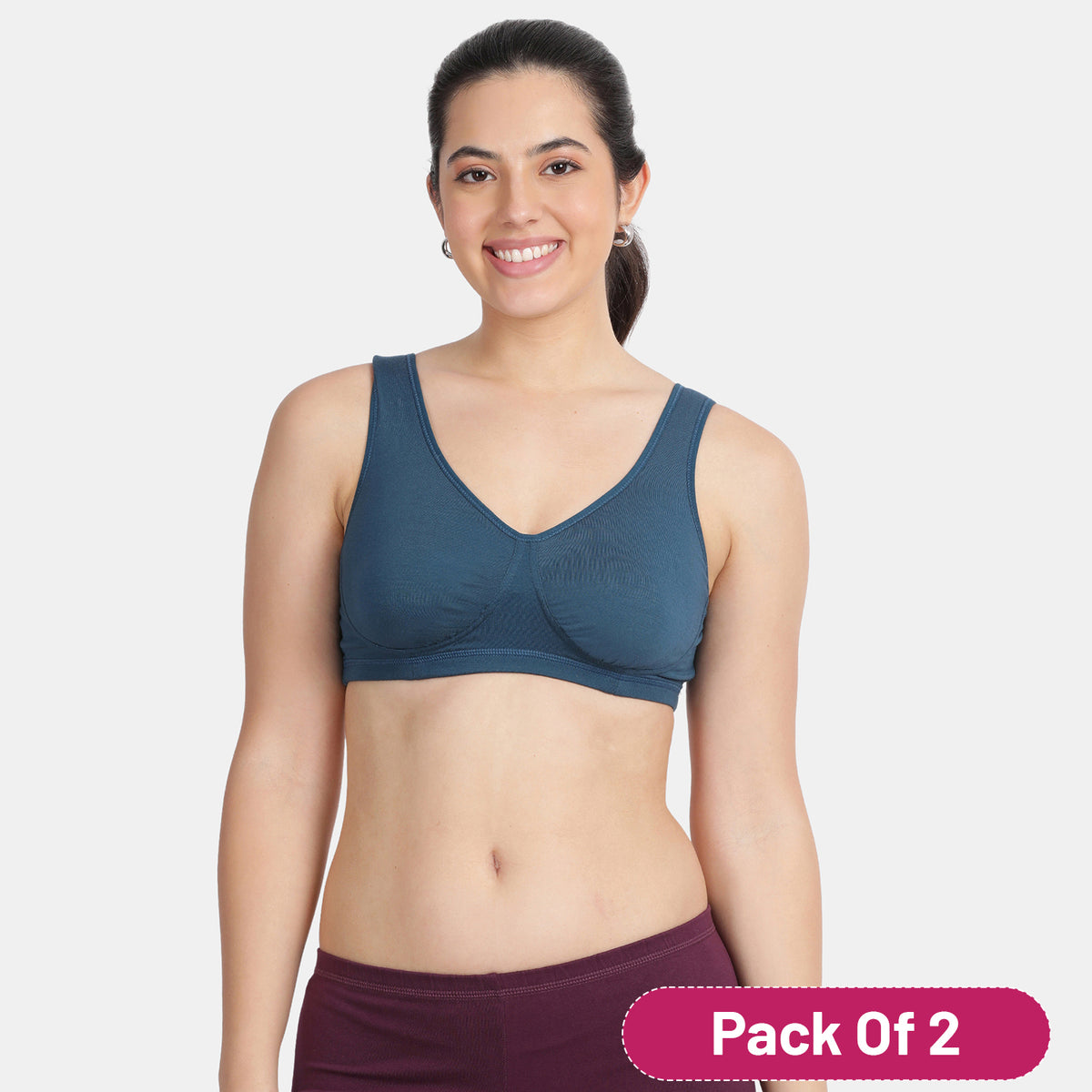 Envie Value+ Non-Padded Non-Wired Full Coverage Sleeping Bra - NVB1022 (M Blue)