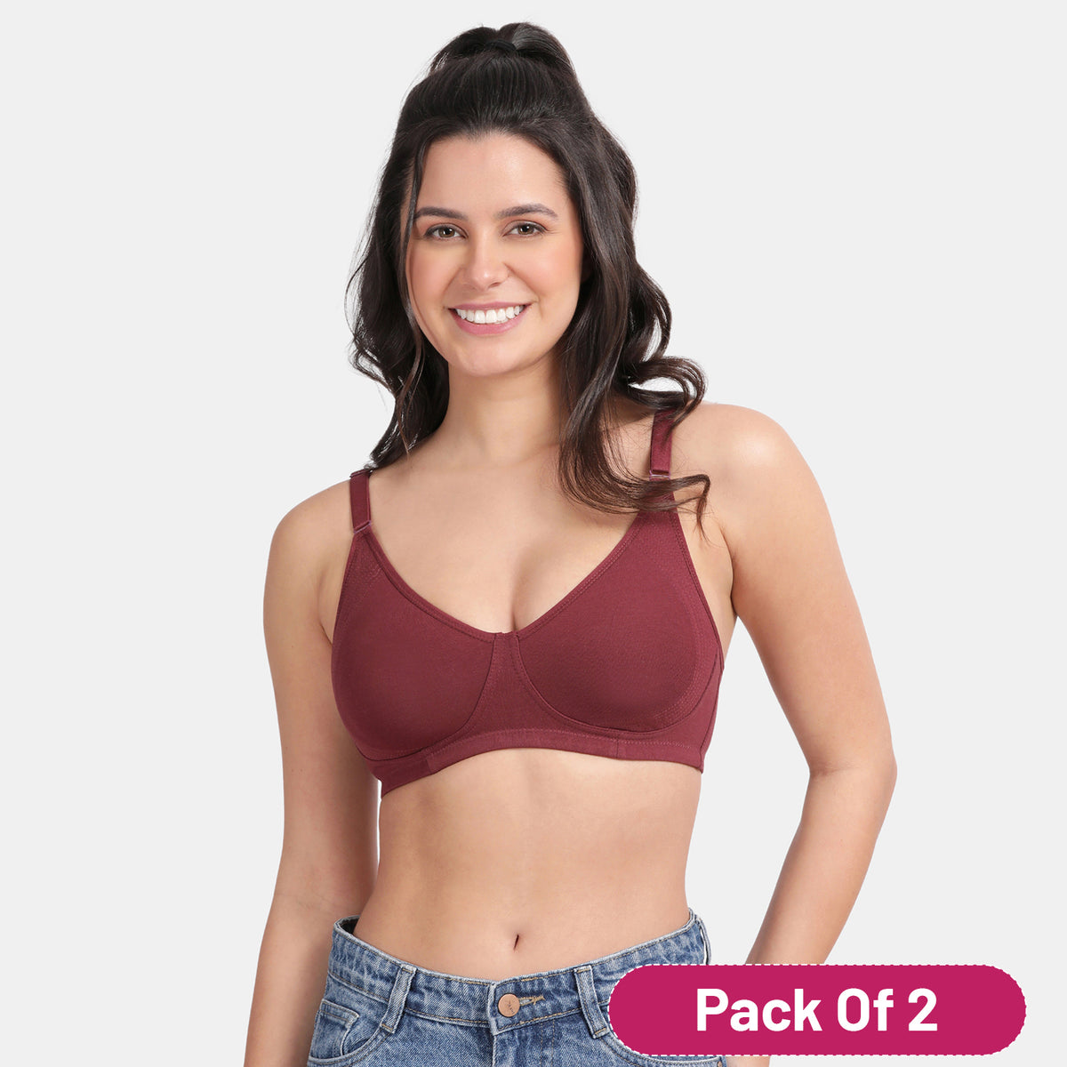 Envie Value+ Non-Padded Non-Wired 3/4th Coverage Minimiser Bra - NVB1024 (Plum)