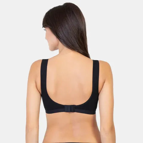 Envie black grey melange full coverage non-padded non-wired sports bra NVB1044