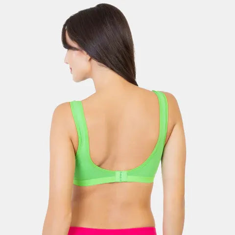 Women’s full coverage sports bra in J Green Grey Melange for gym and daily wear
