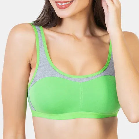 Women’s full coverage sports bra in J Green Grey Melange for gym and daily wear