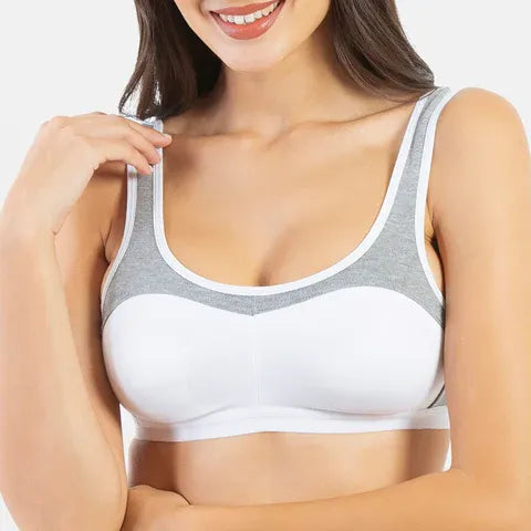Envie Non-Padded Non-Wired Full Coverage Sports Bra - NVB1044 (White Grey Melange)