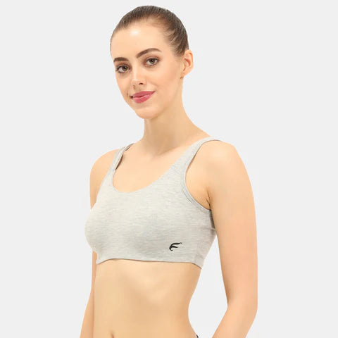Grey melange sports bra Envie non padded non wired full coverage comfortable gym workout bra for daily activewear