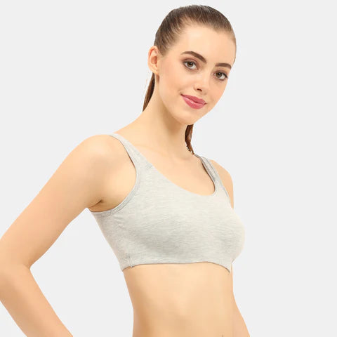 Grey melange sports bra Envie non padded non wired full coverage comfortable gym workout bra for daily activewear