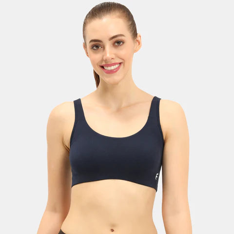 Navy blue sports bra Envie non padded non wired full coverage comfortable gym workout bra for daily activewear