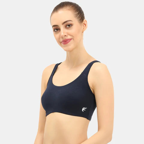 Navy blue sports bra Envie non padded non wired full coverage comfortable gym workout bra for daily activewear