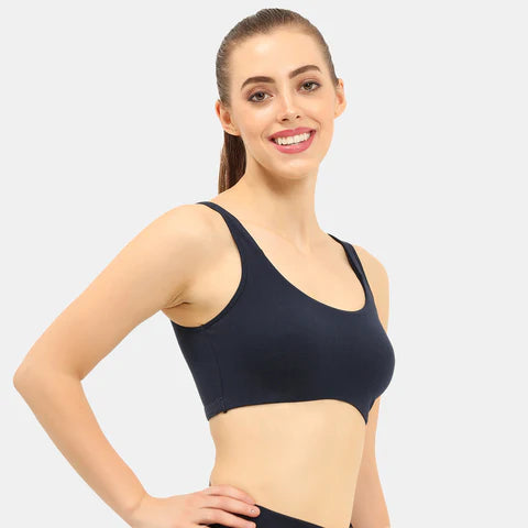 Navy blue sports bra Envie non padded non wired full coverage comfortable gym workout bra for daily activewear